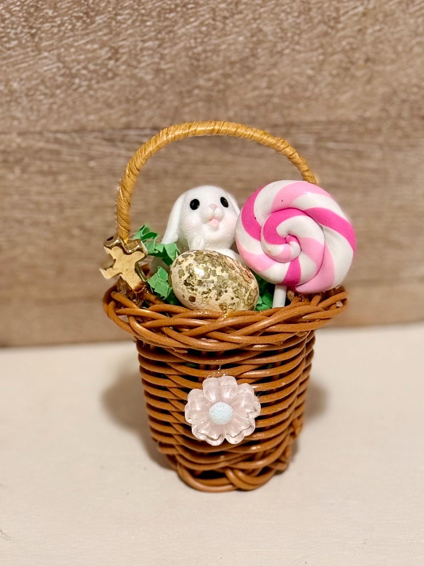 Miniature Easter Basket Filled- With Bunny