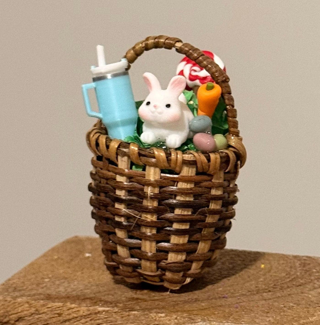 Miniature Easter Basket Filled- With Bunny and miniature Stanley cup