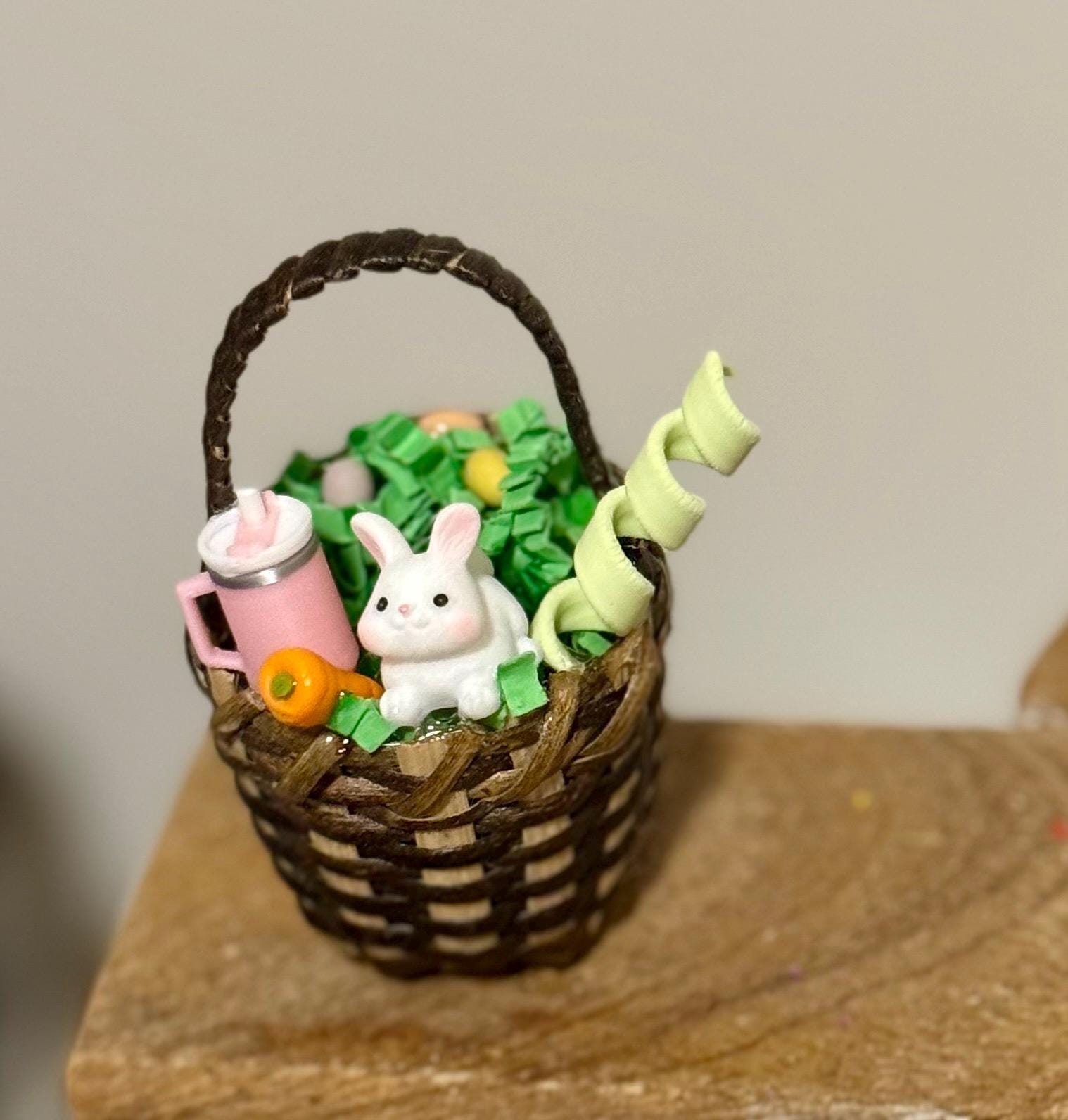 Miniature Easter Basket Filled- With Bunny and miniature Stanley cup