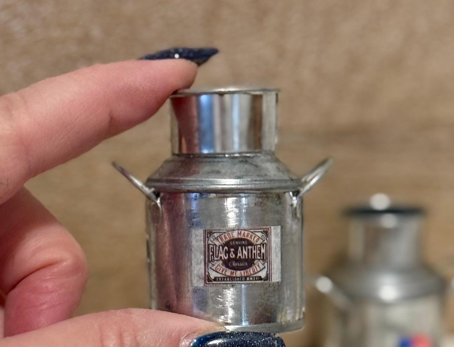 Miniature Americana Tin Milk Cans – Rustic Farmhouse Decor (2" Tall)