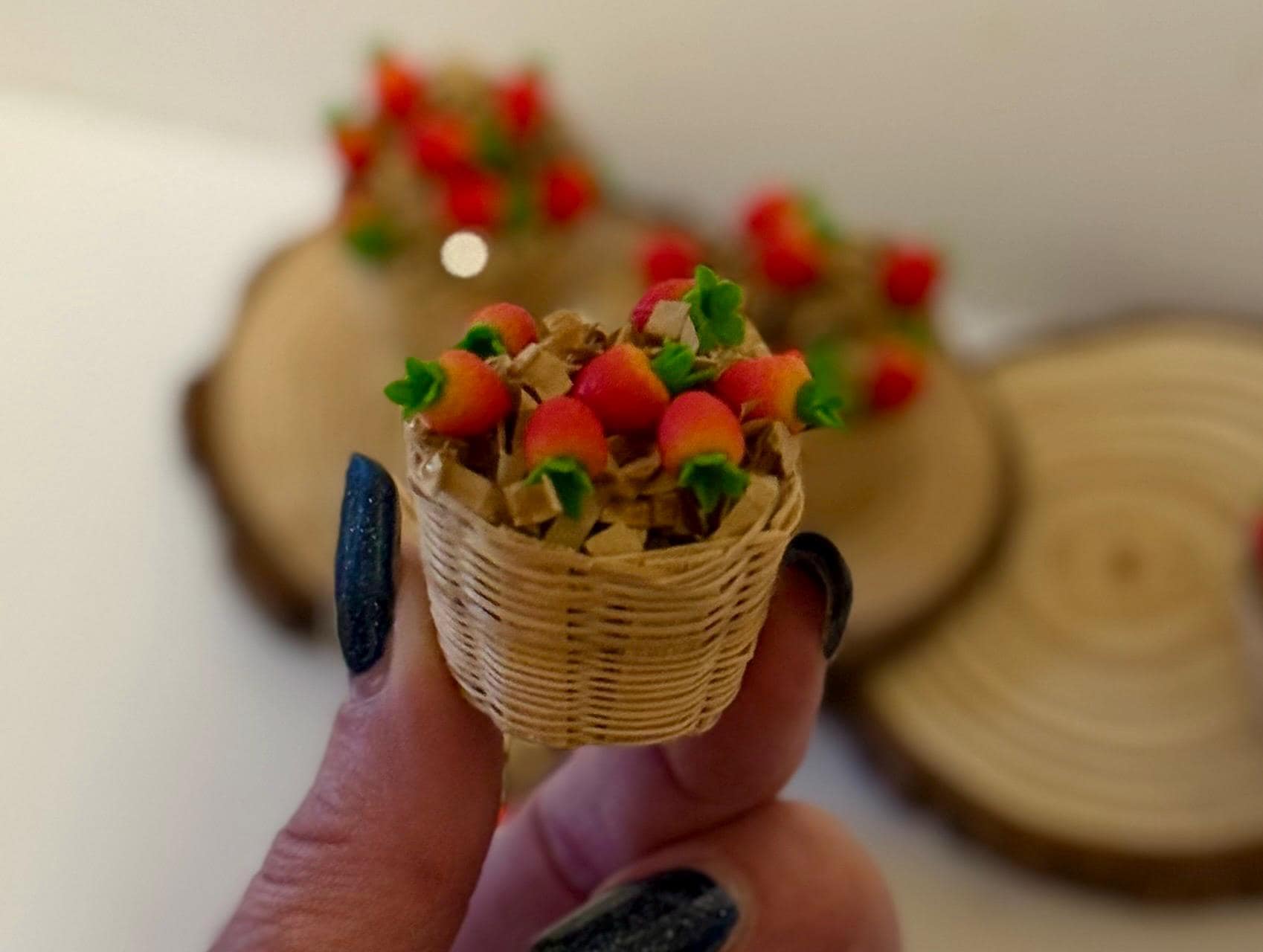 Miniature strawberries in basket