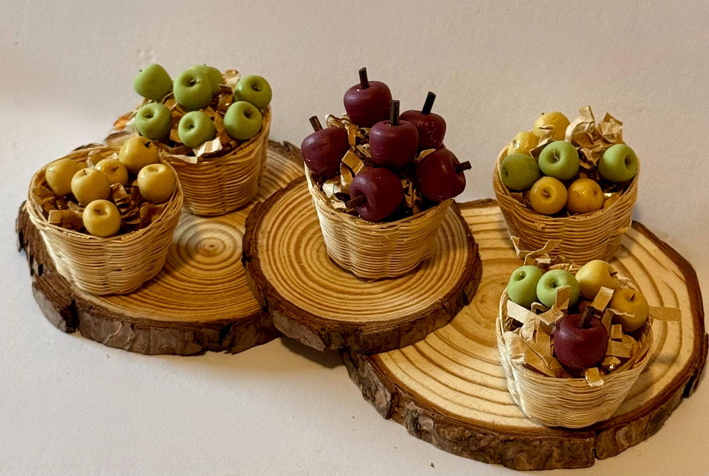 Miniature apples in a basket