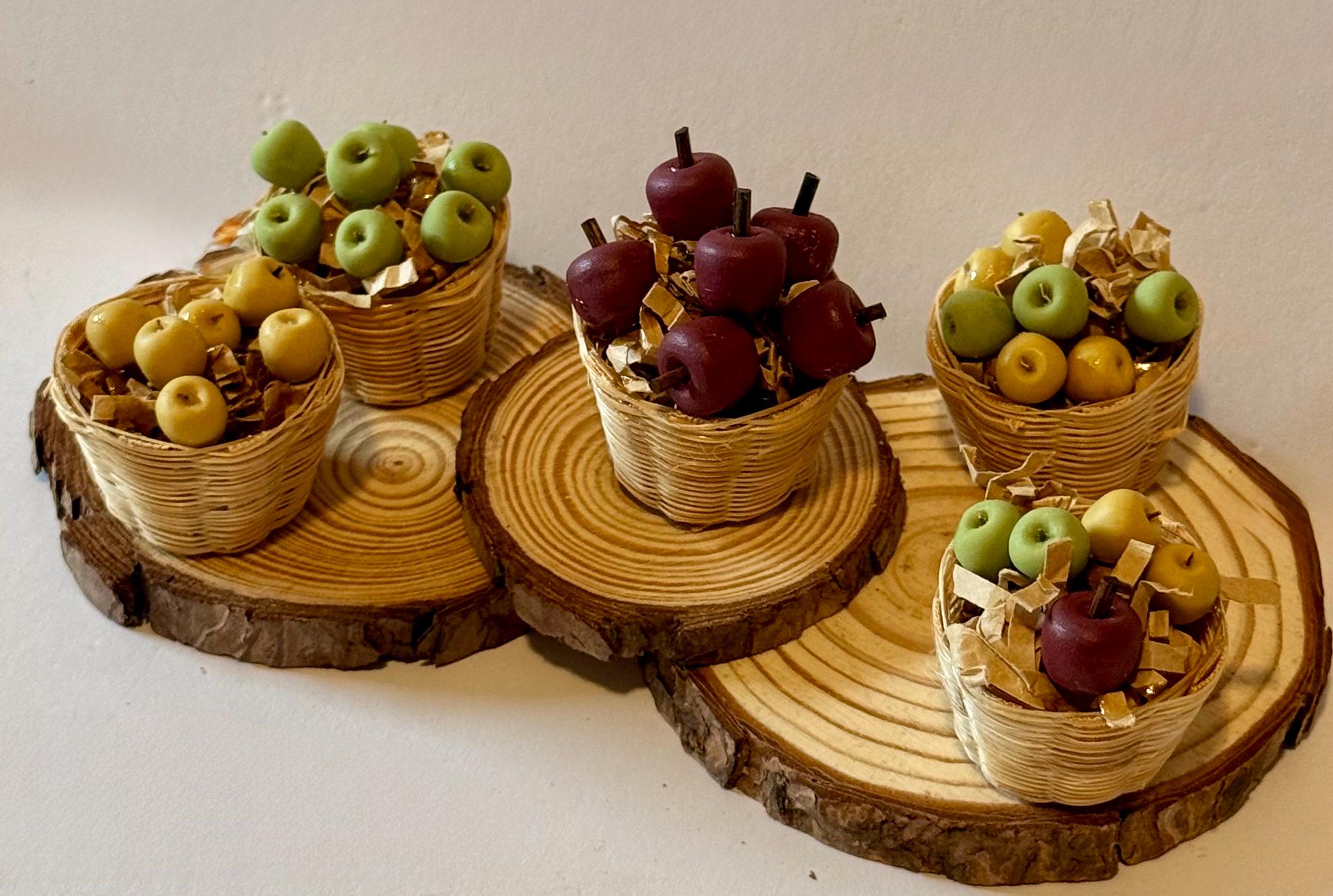 Miniature apples in a basket