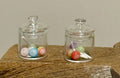 Miniature glass candy jar filled with lollipops. 1:12 scale.