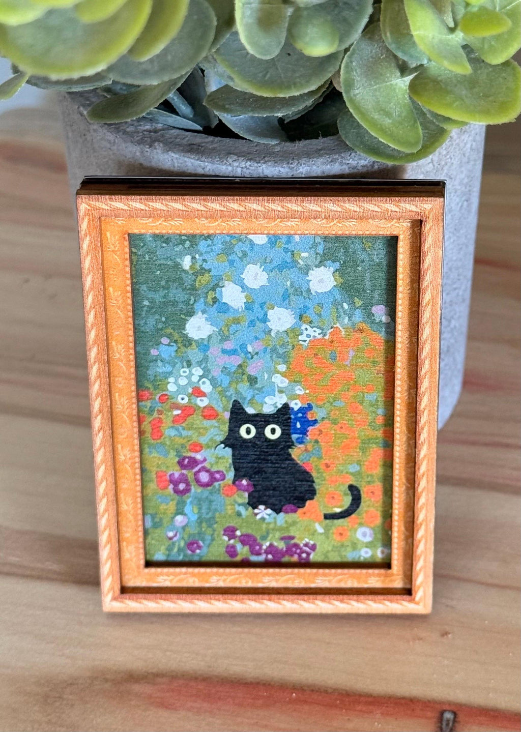 Decorative art framed cat and flowers fridge magnets