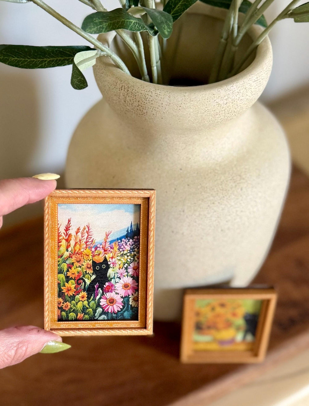 Decorative art framed cat and flowers fridge magnets
