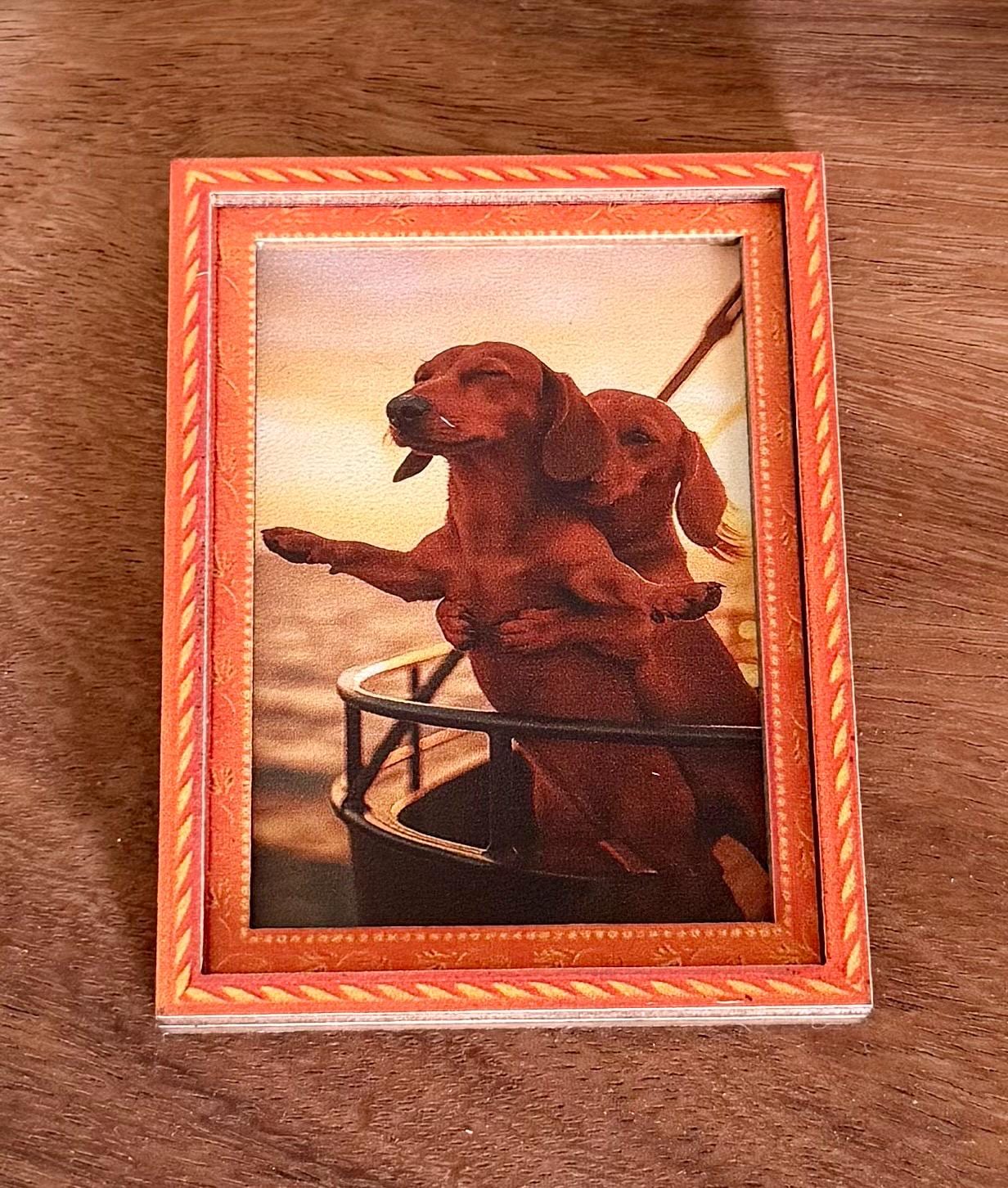 Decorative art framed- weiner dog titanic themed magnet