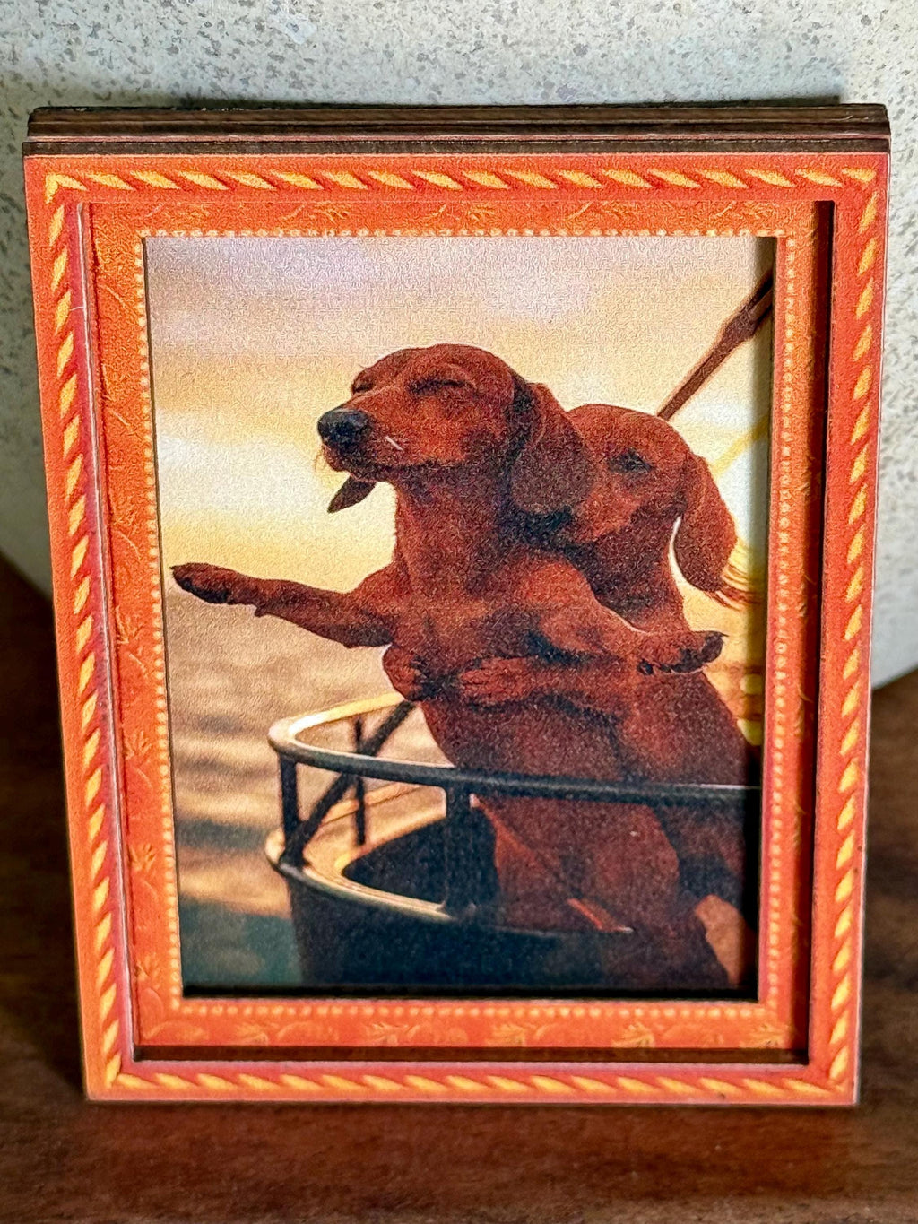 Decorative art framed- weiner dog titanic themed magnet