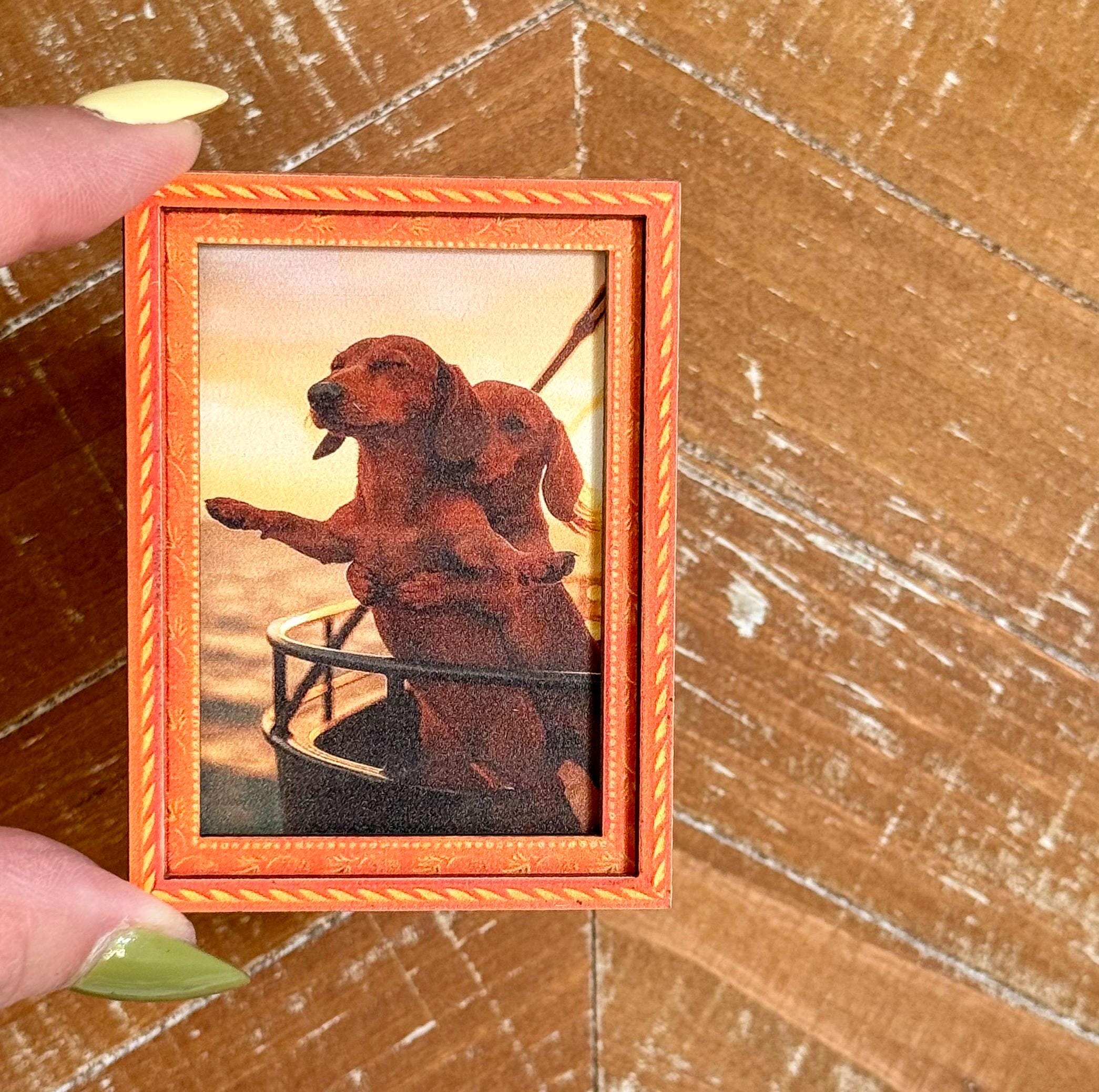 Decorative art framed- weiner dog titanic themed magnet