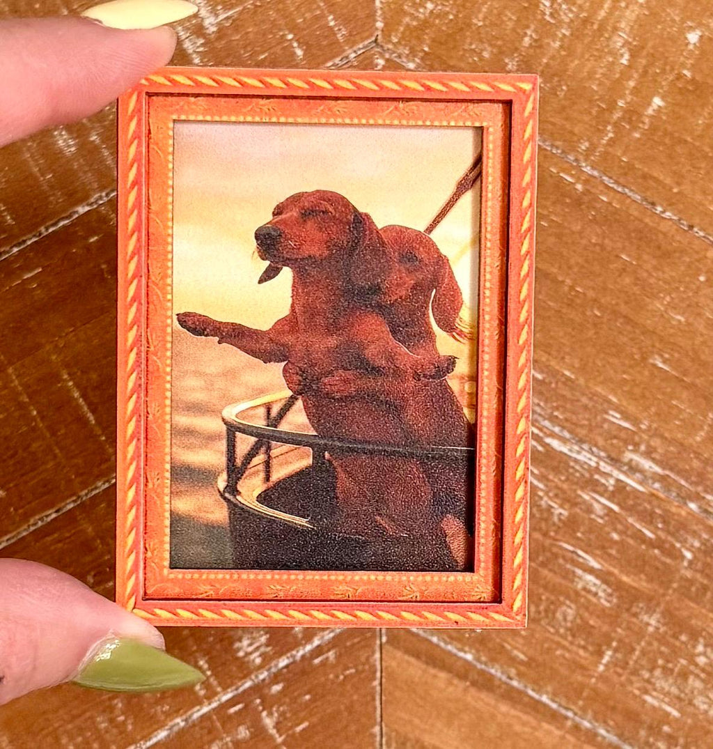 Decorative art framed- weiner dog titanic themed magnet