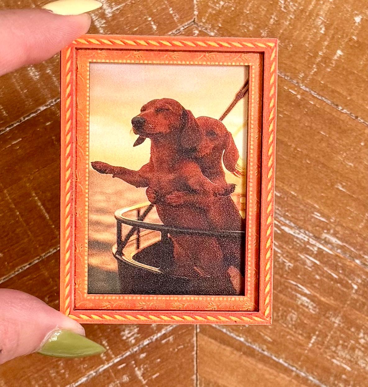 Decorative art framed- weiner dog titanic themed magnet