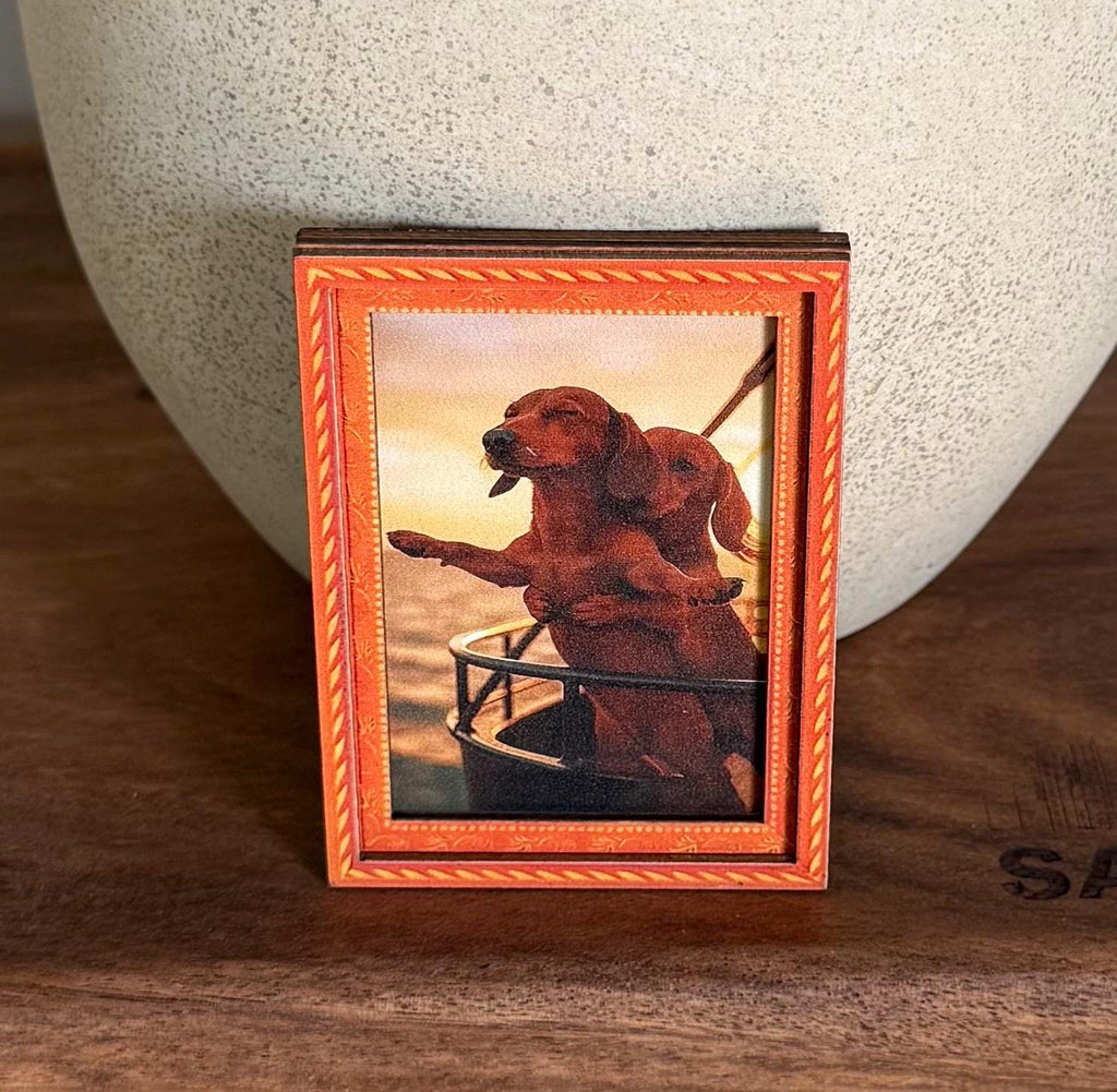 Decorative art framed- weiner dog titanic themed magnet