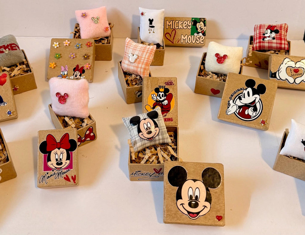 Miniature Mickey Mouse Disney Gift boxes with miniature throw pillows