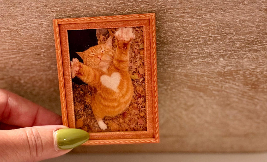 Decorative cat art- lovable kitty with heart shape in fur magnet