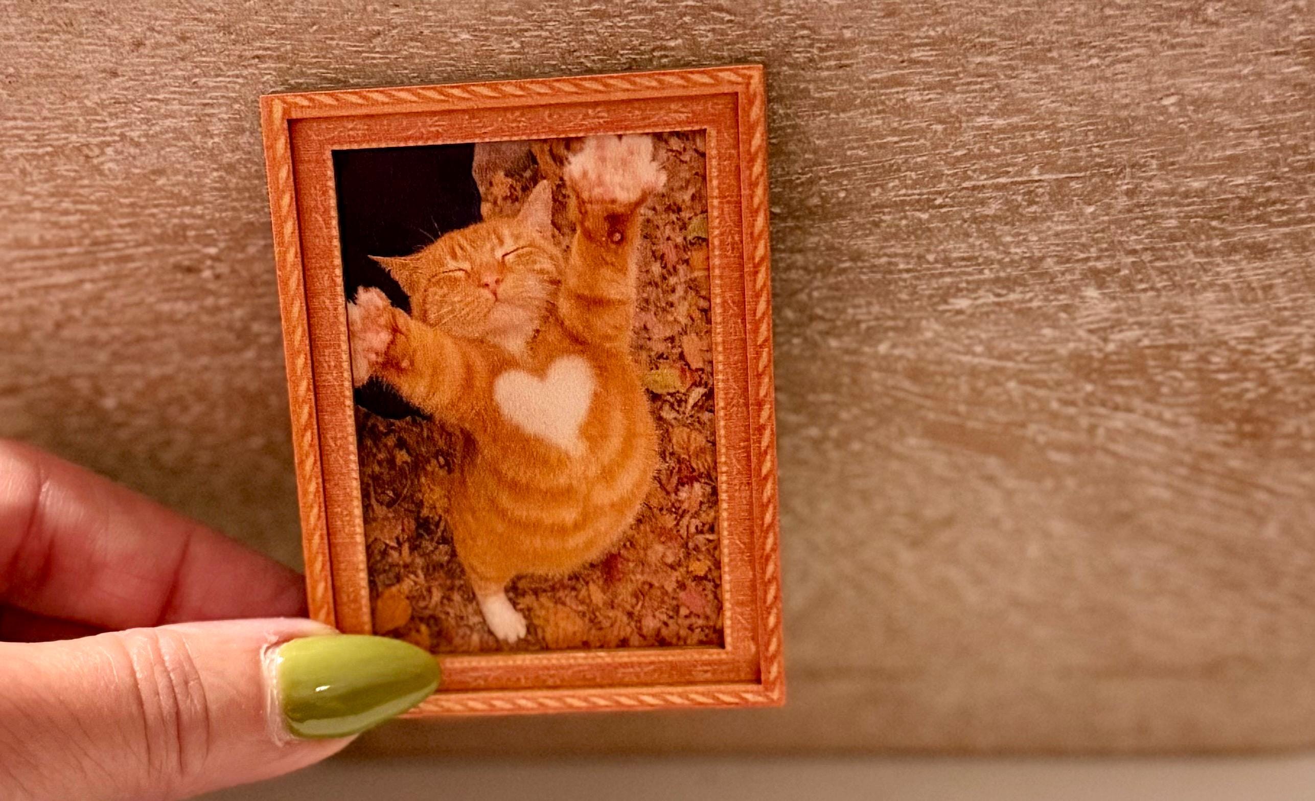 Decorative cat art- lovable kitty with heart shape in fur magnet
