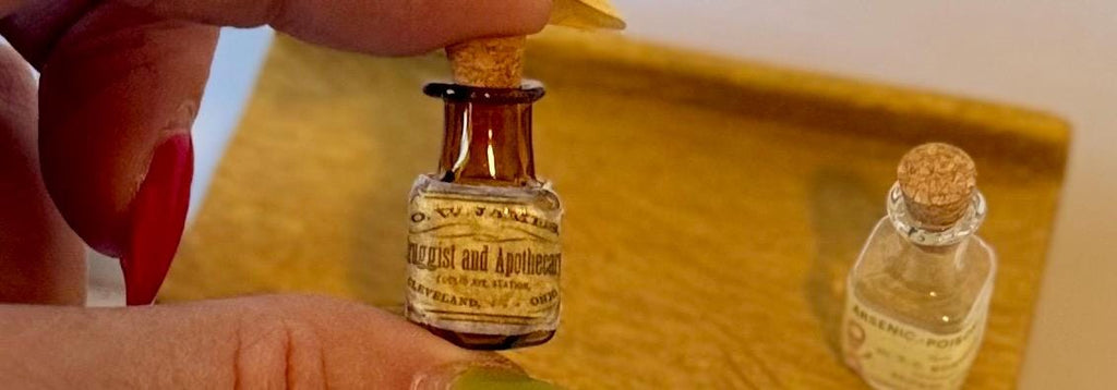 Miniature Apothecary designed Glass Jars with cork