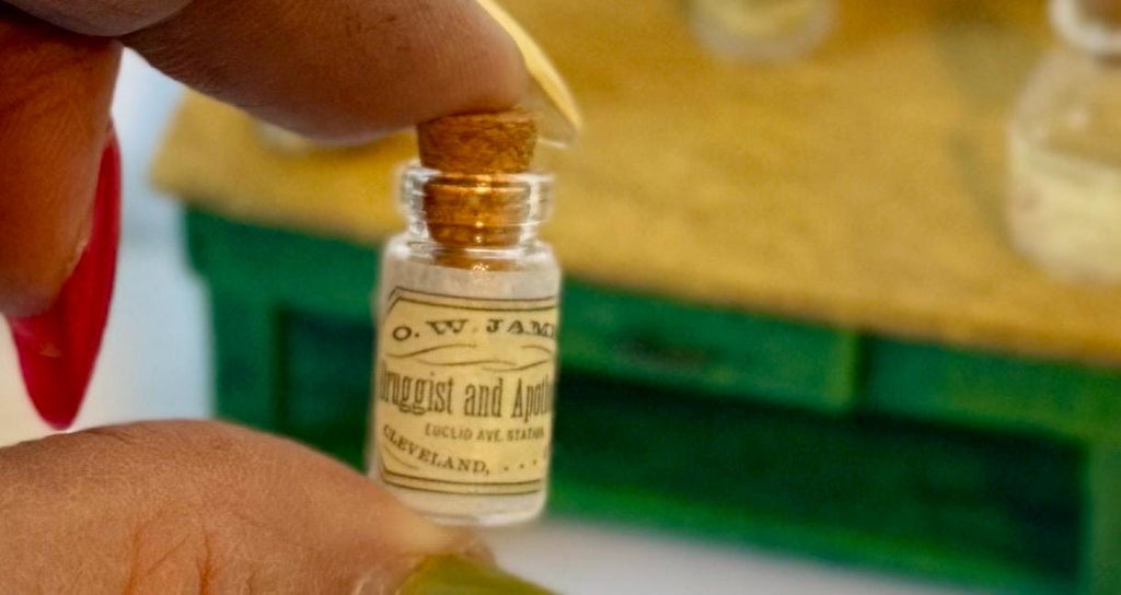 Miniature Apothecary designed Glass Jars with cork
