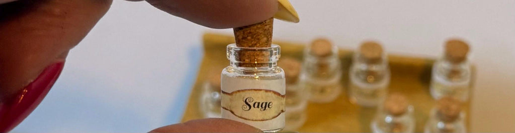 Miniature dollhouse spice jars-Vintage style