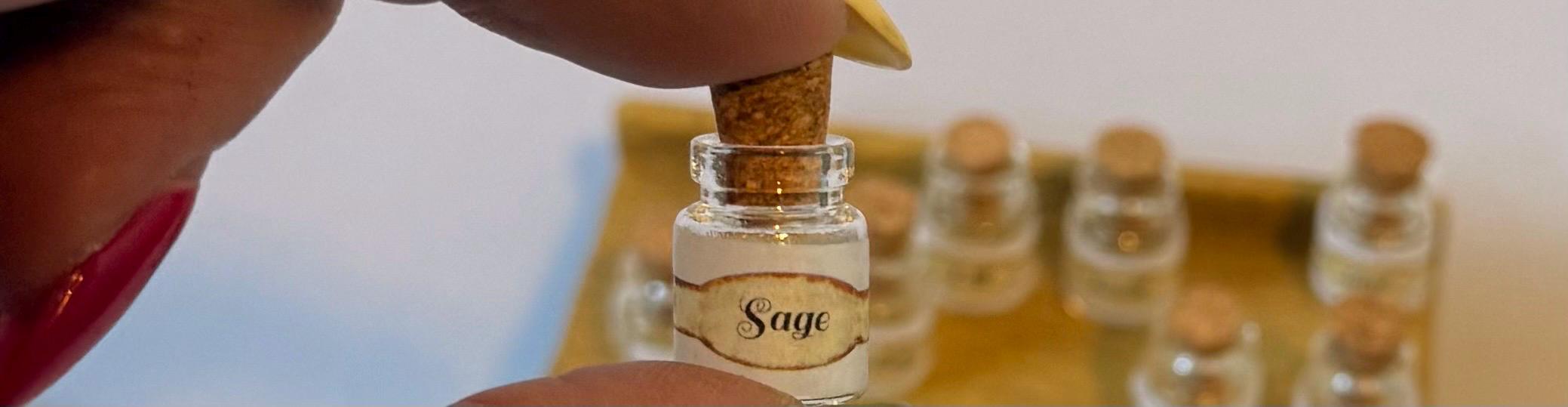 Miniature dollhouse spice jars-Vintage style