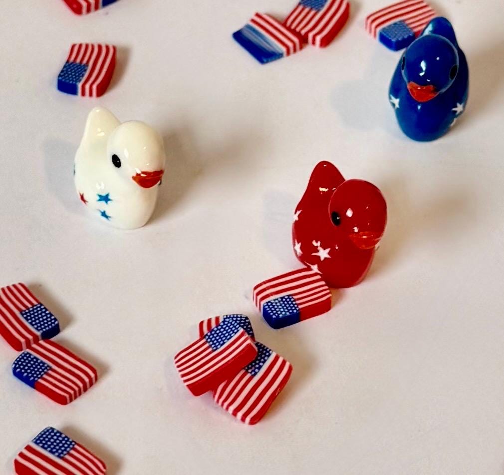 Miniature Patriotic America Ducks with stars