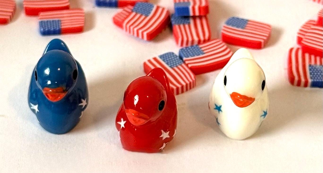 Miniature Patriotic America Ducks with stars