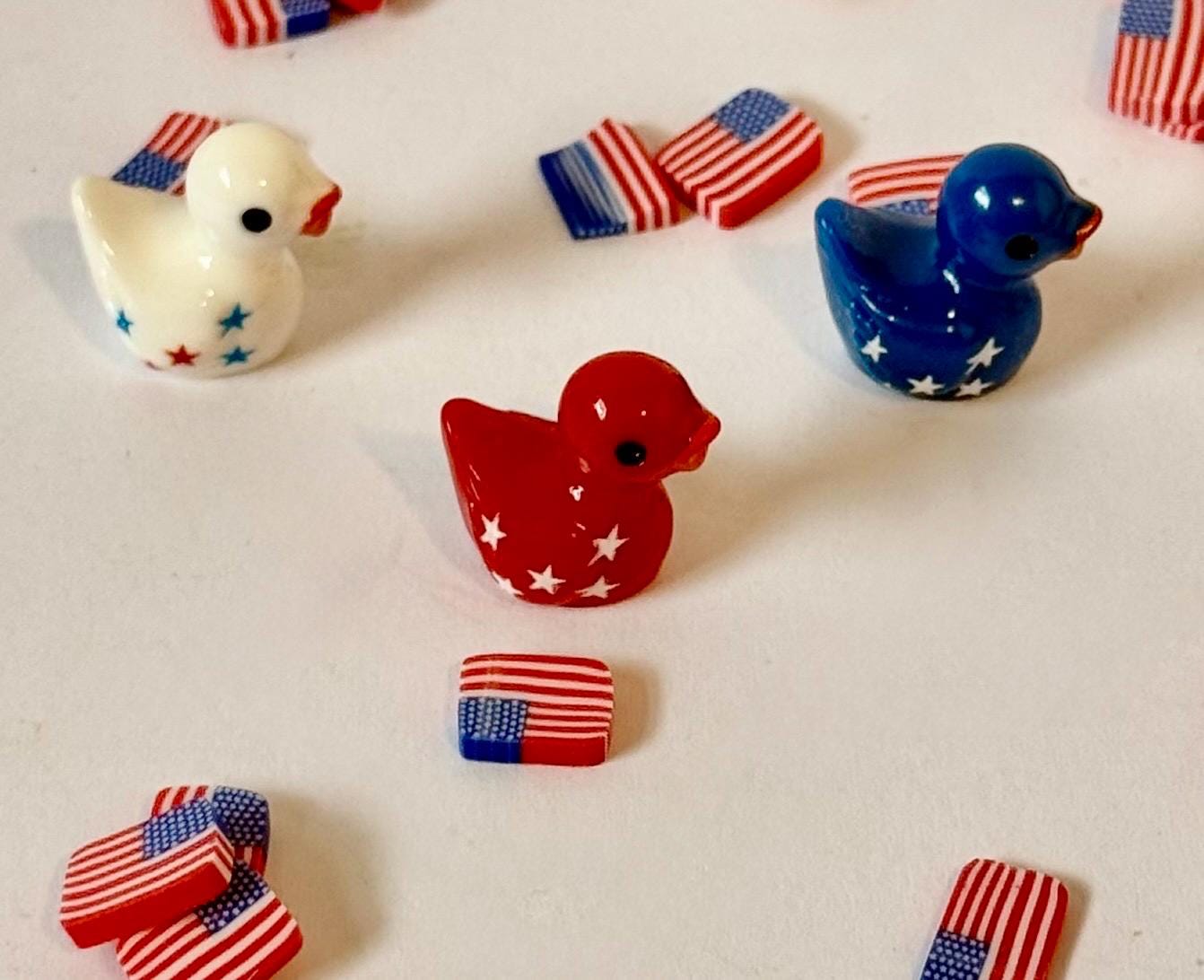 Miniature Patriotic America Ducks with stars