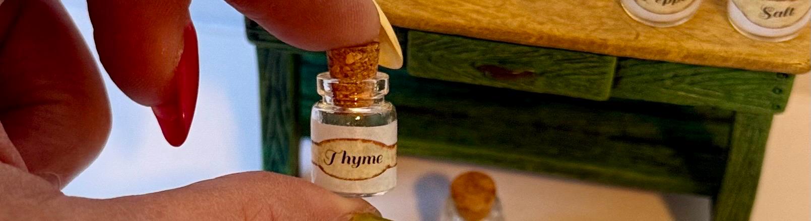 Miniature dollhouse spice jars-Vintage style