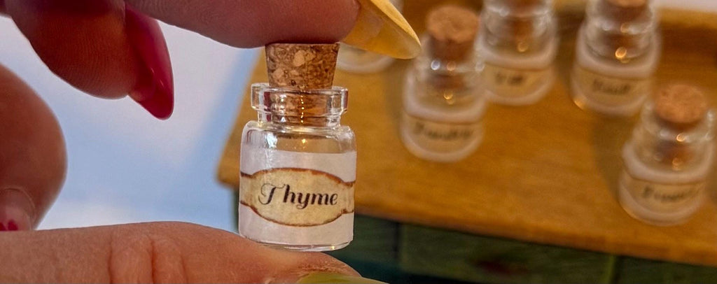 Miniature dollhouse spice jars-Vintage style