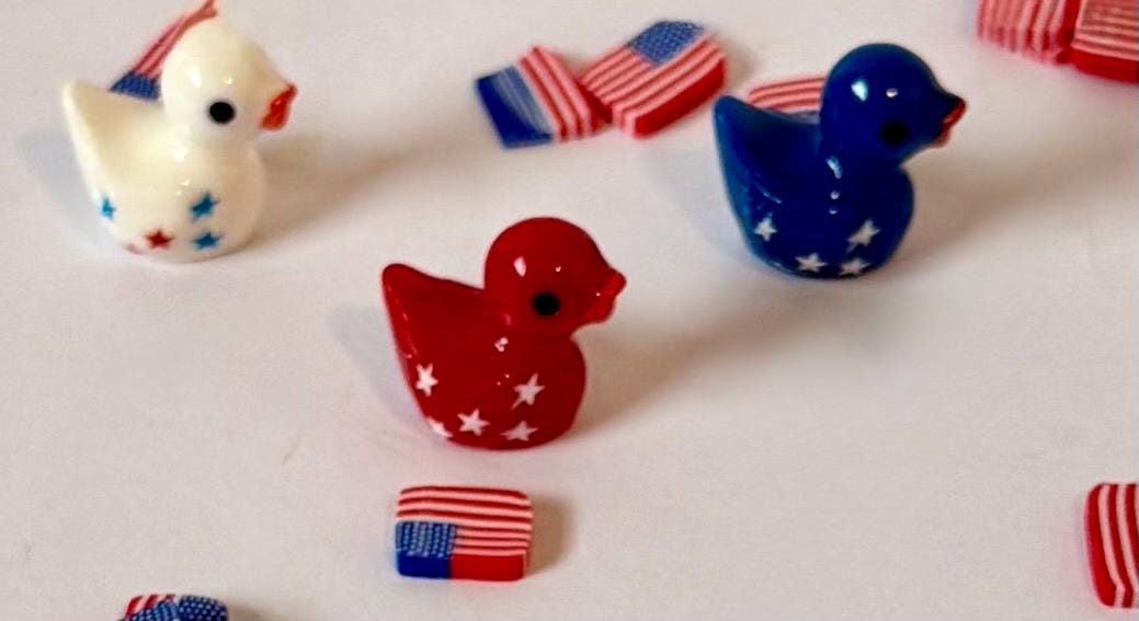 Miniature Patriotic America Ducks with stars
