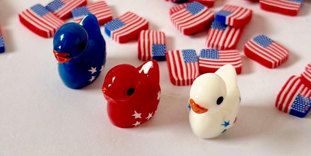 Miniature Patriotic America Ducks with stars