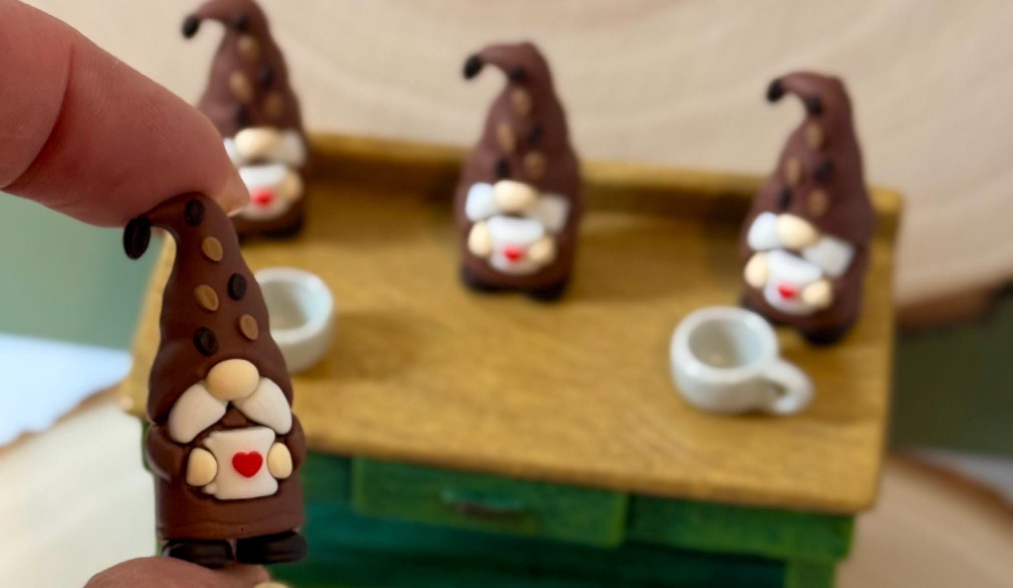 Miniature Gnome with Coffee