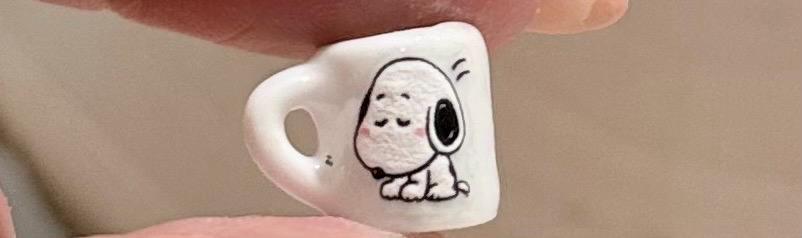 Miniature Snoopy mugs- dollhouse scale