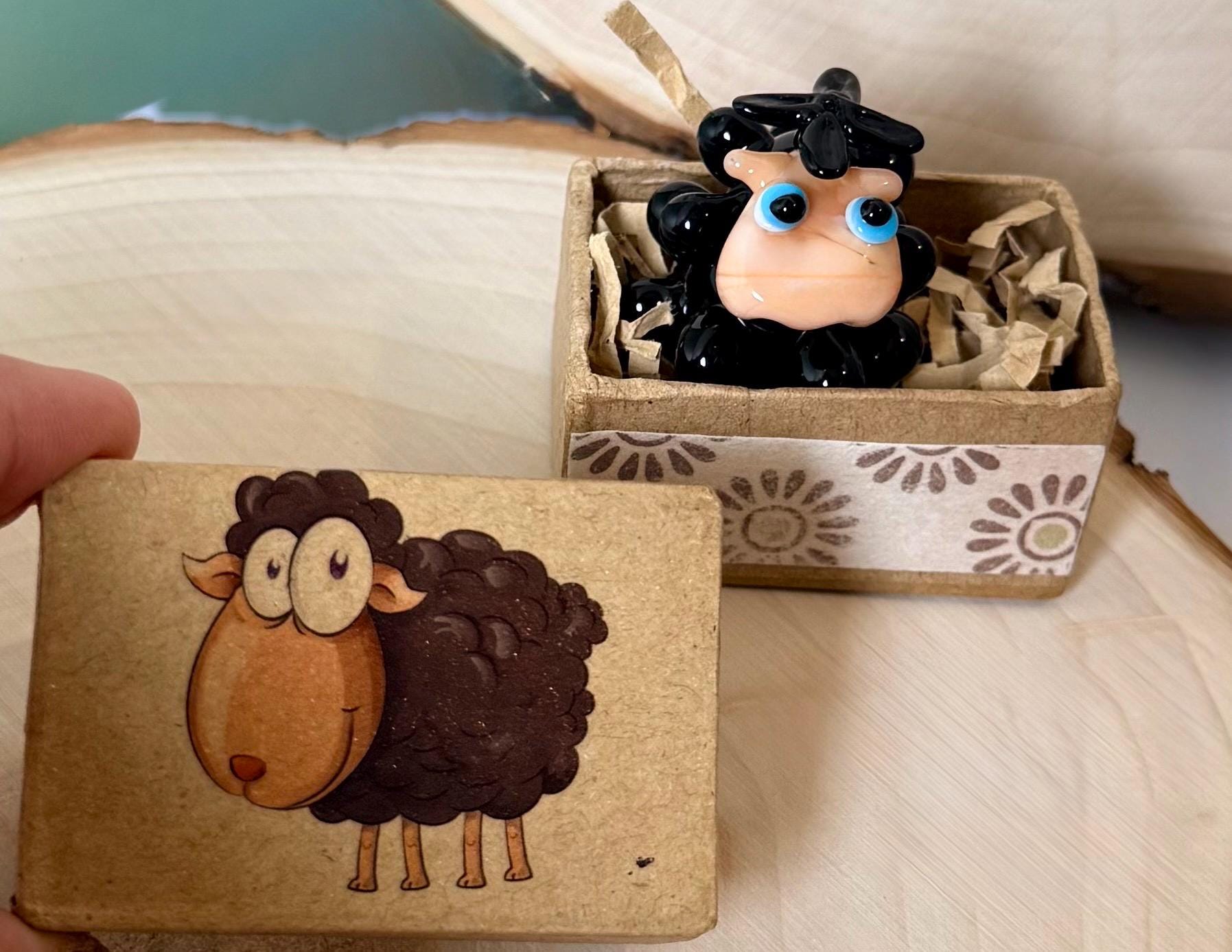 Glass Black Sheep Miniature Gift Box: Animated Character Decor