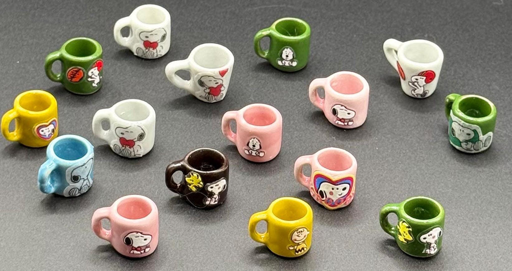 Miniature Snoopy mugs- dollhouse scale
