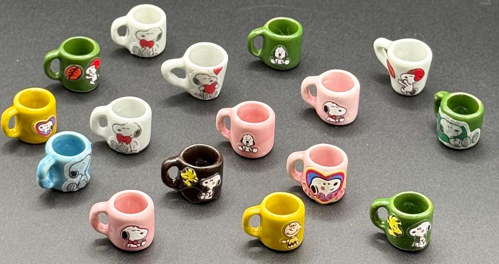 Miniature Snoopy mugs- dollhouse scale