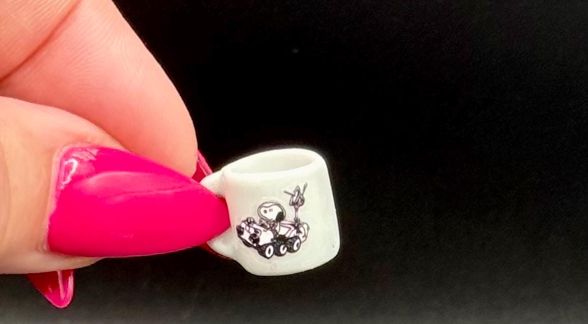Miniature Snoopy at the beach mugs- dollhouse scale