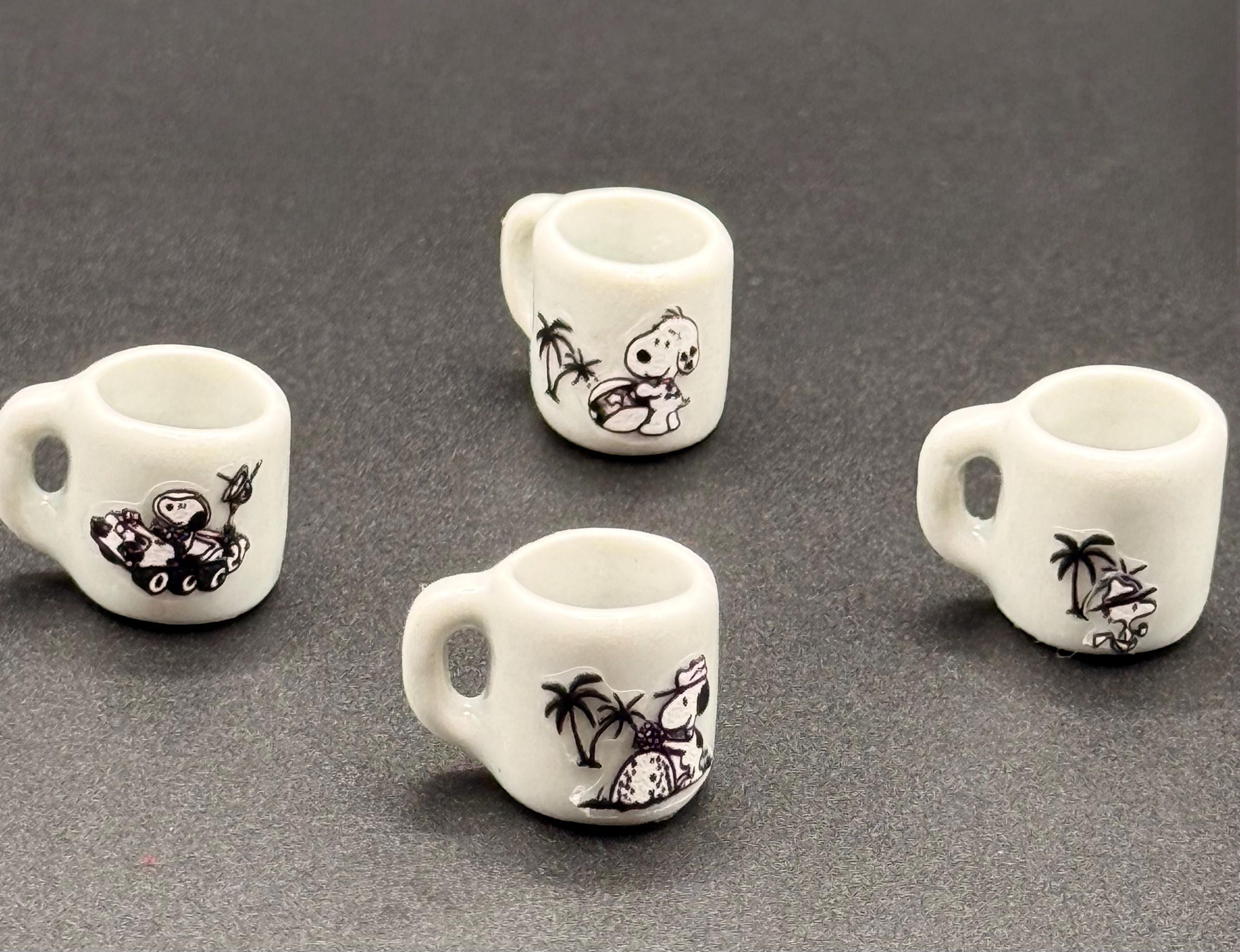 Miniature Snoopy at the beach mugs- dollhouse scale