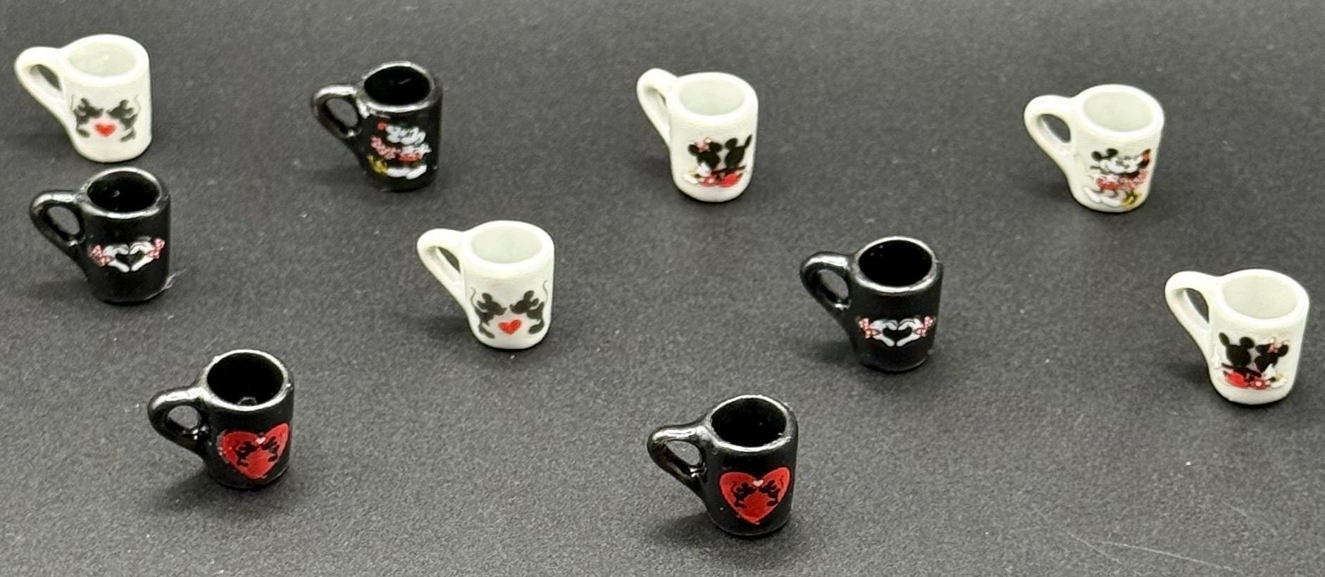 Miniature Mickey and Minnie Mouse coffee mugs