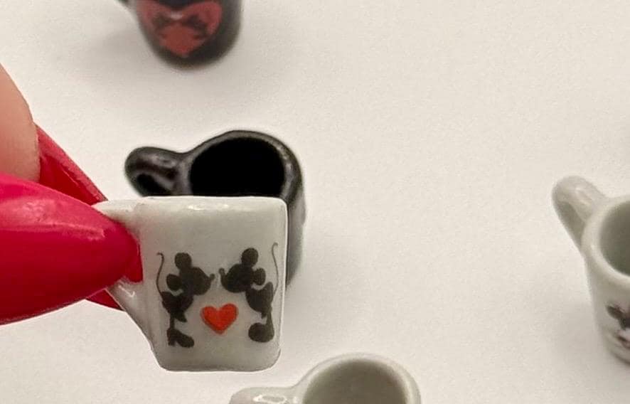 Miniature Mickey and Minnie Mouse coffee mugs