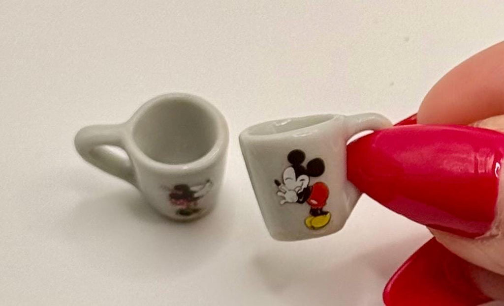 Miniature Mickey and Minnie Mouse coffee mugs-set of 2