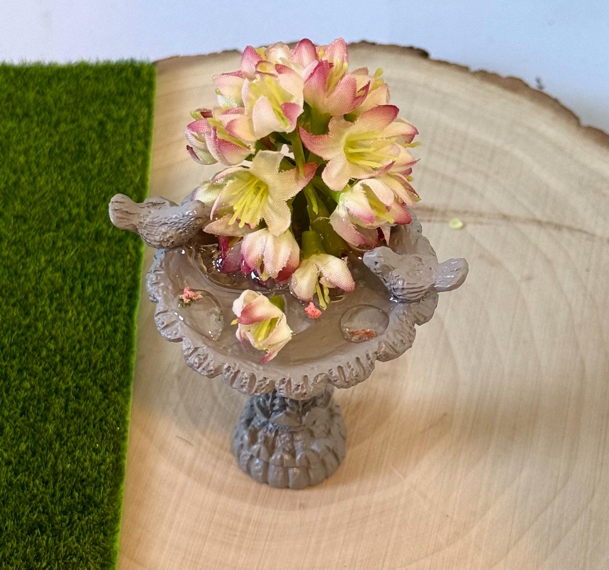 Miniature bird bath designed figurines