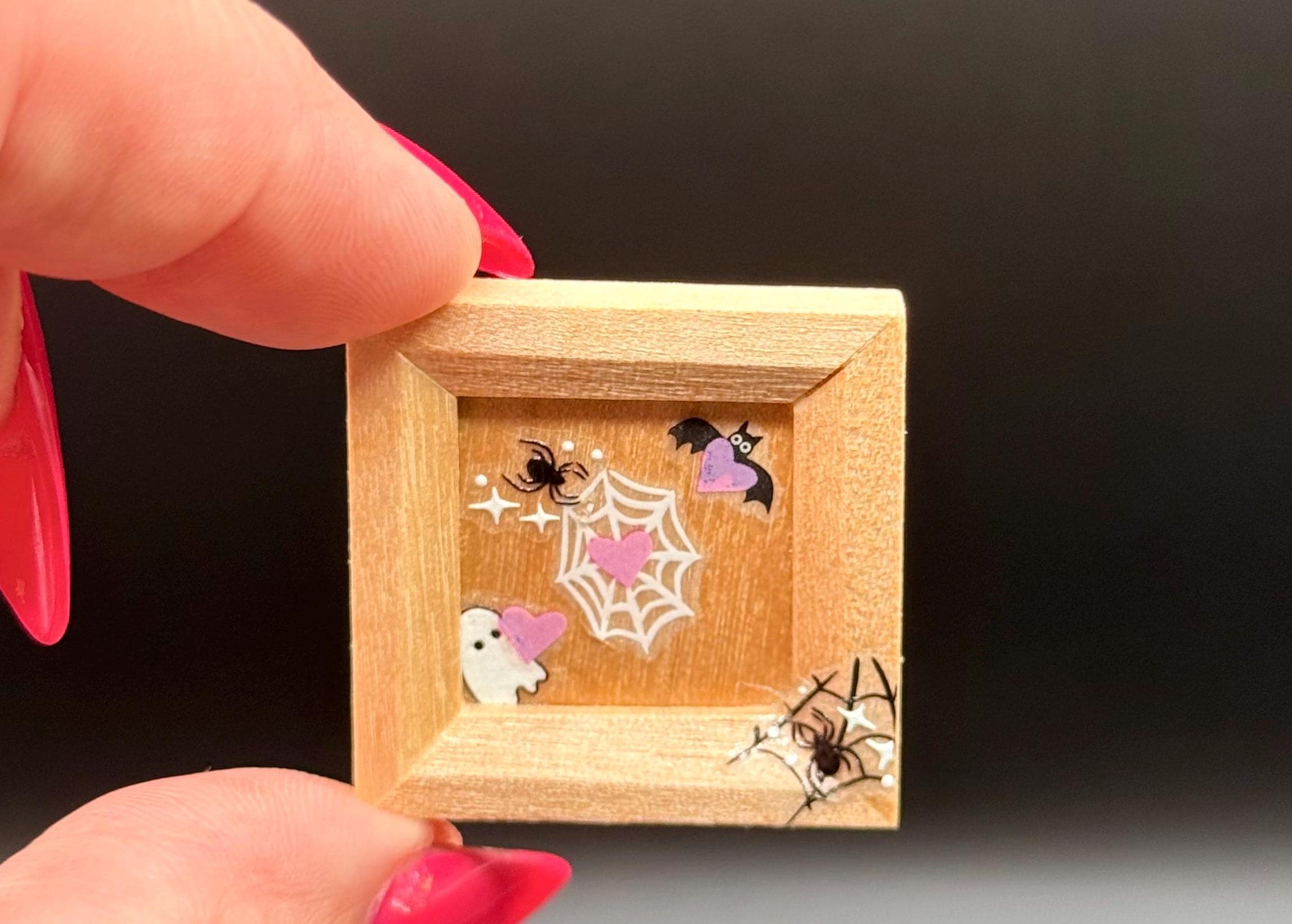 Miniature Decorated Halloween art frames-Ghosts, Pumpkins, skeletons, cats