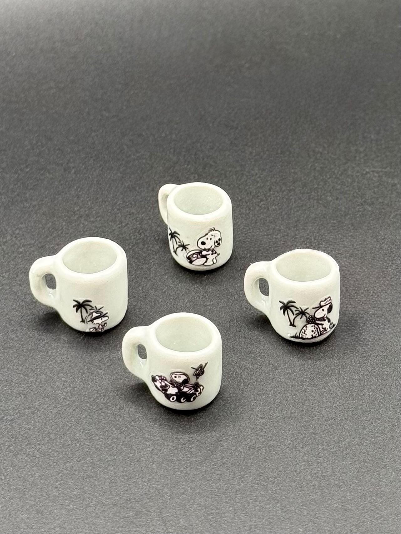 Miniature Snoopy at the beach mugs- dollhouse scale