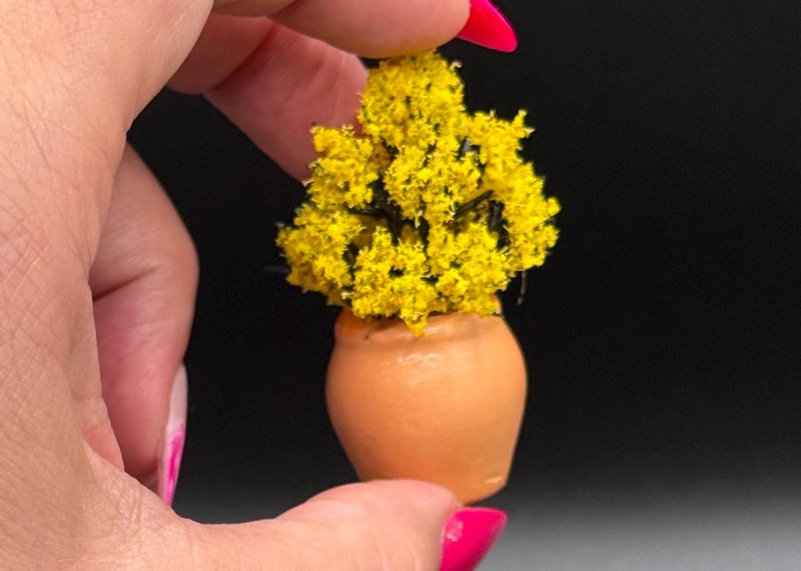 Miniature Fall Foliage Flowering Plant with pumpkins and bats