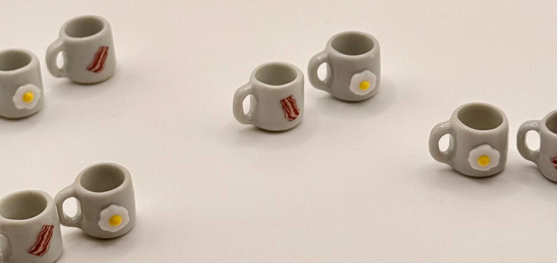 Miniature Breakfast Eggs and Bacon coffee mug set