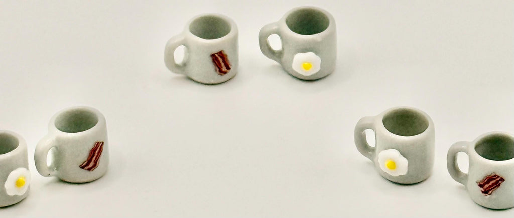 Miniature Breakfast Eggs and Bacon coffee mug set