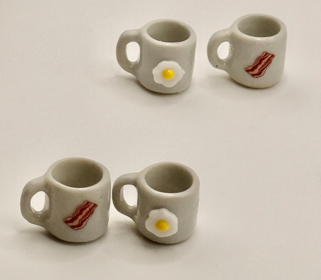 Miniature Breakfast Eggs and Bacon coffee mug set