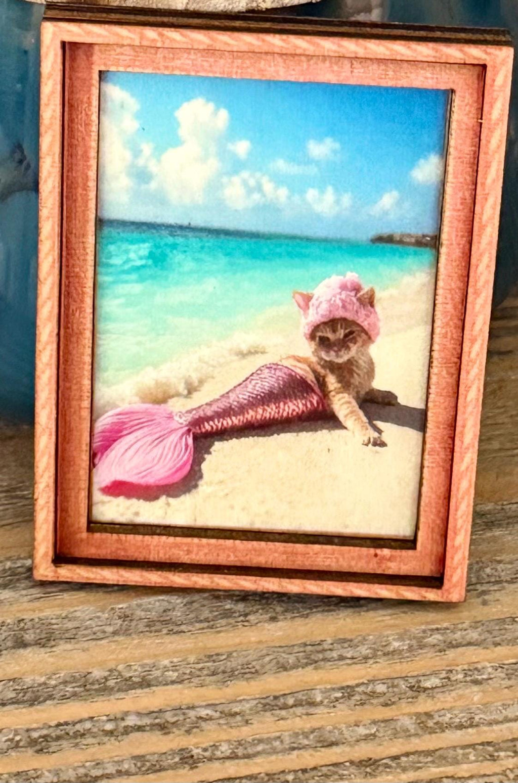 Decorative art framed cat fridge magnets-mermaid cat