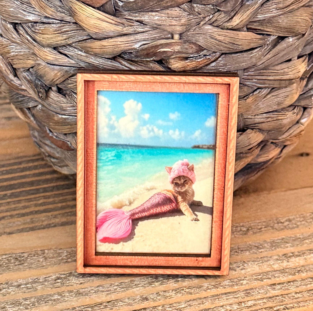 Decorative art framed cat fridge magnets-mermaid cat