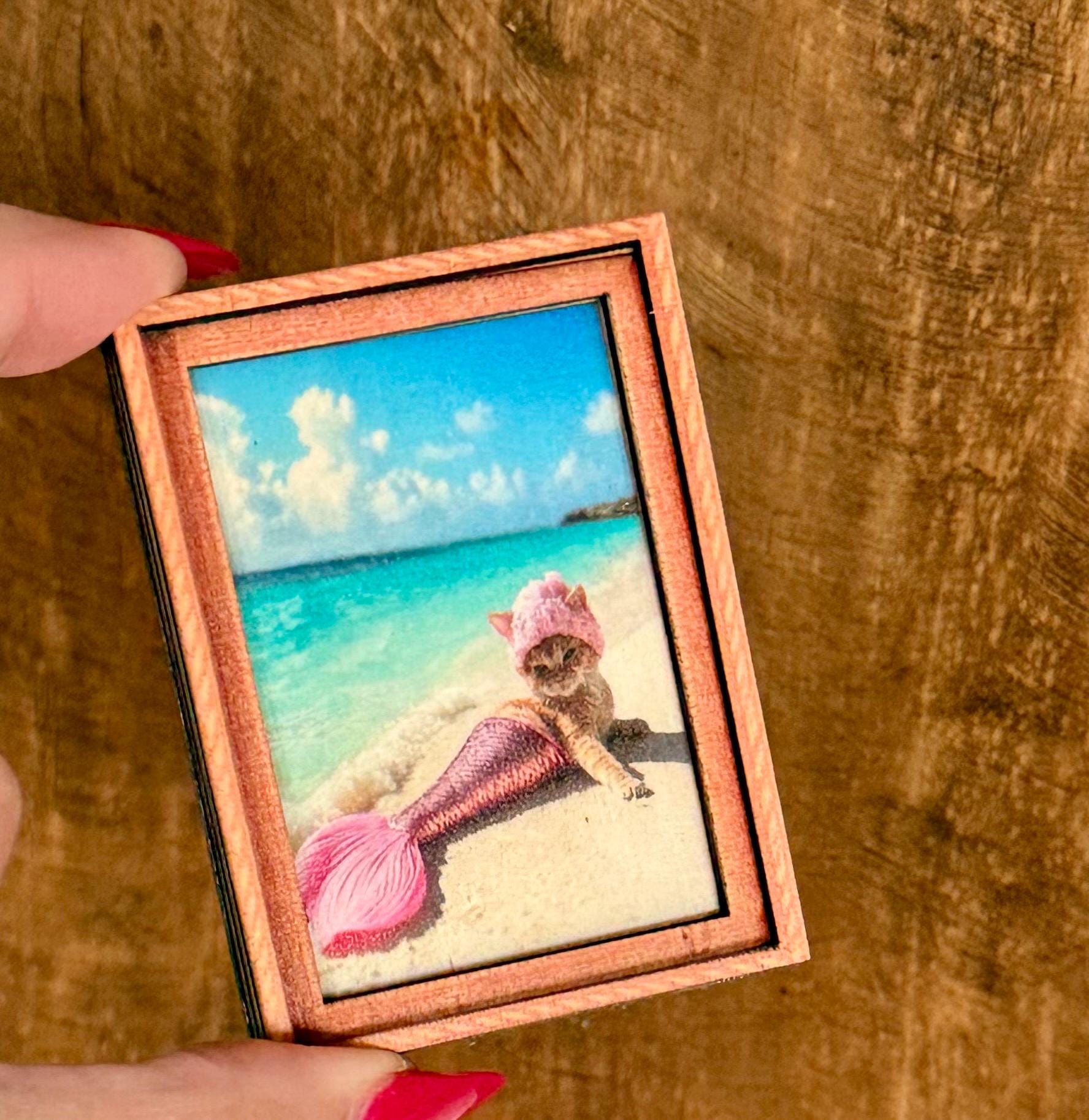 Decorative art framed cat fridge magnets-mermaid cat